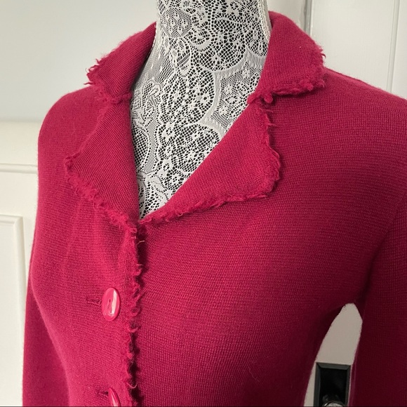 Talbots Vintage Burgundy Sweater Blazer 100% merino wool size S Work/casual - Picture 2 of 11